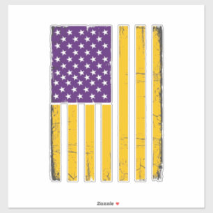 Adesivo Vetor de bandeira americana roxa e dourada desgast