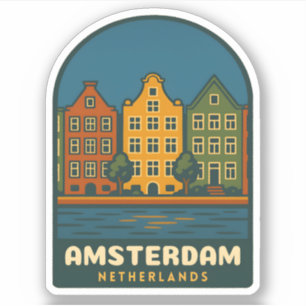 Adesivo Viagem Antiga Amsterdã Holanda Cenário Retro