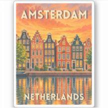 Viagem Antiga Amsterdã Holanda Pôr do Sol Retrô