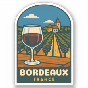 Adesivo Viagem Antiga Bordéus França Vinhedo Retro