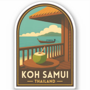 Adesivo Viagem Antiga Ilha Koh Samui Tailândia Retro