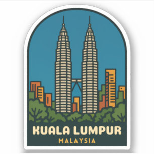 Adesivo Viagem Antiga Kuala Lumpur Malásia Estilo Retro