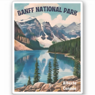 Adesivo Viagem Clássica Parque Nacional Banff Gráfico Retr