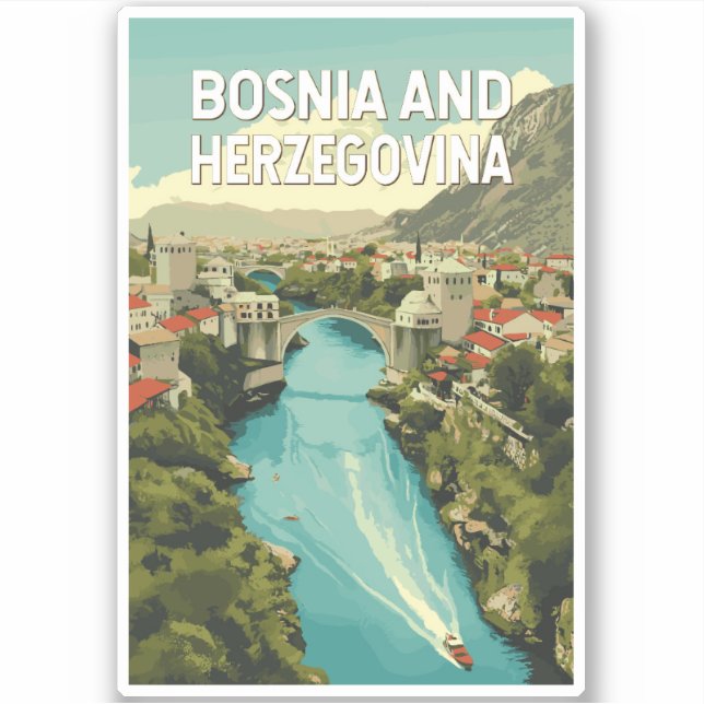 Adesivo Viagem de arte da Bósnia e Herzegovina (Frente)