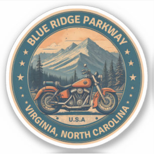 Adesivo viagem de moto pela Blue Ridge Parkway Scenic Bywa