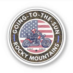 Adesivo Viagem de moto pela Going-to-the-Sun Road em monta