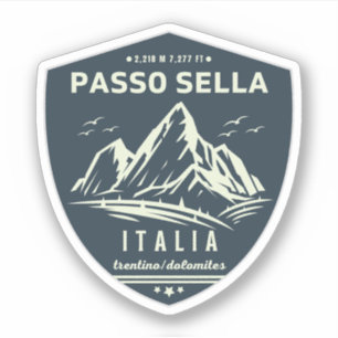 Adesivo viagem de moto pelas montanhas italianas passo Sel