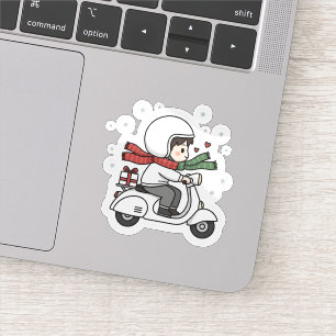 Adesivo Viagem de Scooter de Casal Fofo Amor de Viagem R