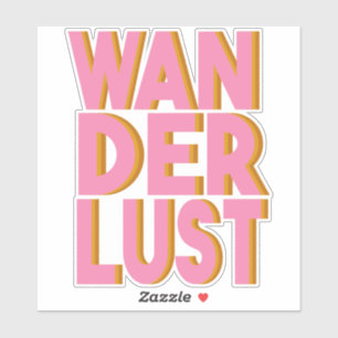 Adesivo Viagem de Tipografia de Wanderlust Design a rosa