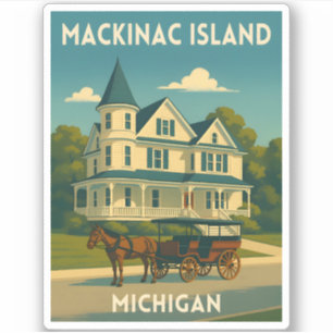 Adesivo Viagem Retro Vintage Ilha Mackinac Michigan