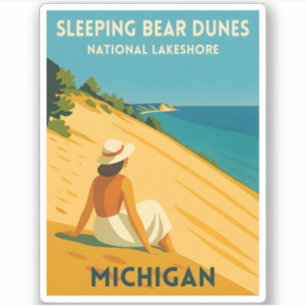Adesivo Viagem Retro Vintage Michigan Sleeping Bear Dunes