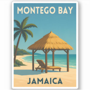 Adesivo Viagem Retro Vintage Montego Bay Jamaica Praia