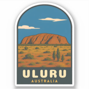 Adesivo Viagem Retro Vintage Uluru Austrália Paisagem