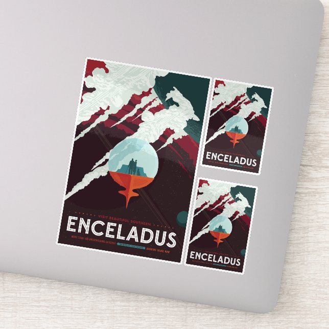 Adesivo Viagem Sci-Fi, Moon Enceladus (Detalhe)