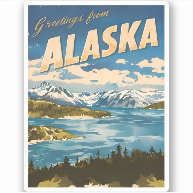 Adesivo Viagens vintage Alaska Nature Landscape Retro (Frente)