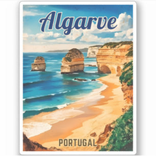 Adesivo Viagens vintage Algarve Portugal costeiro costeiro