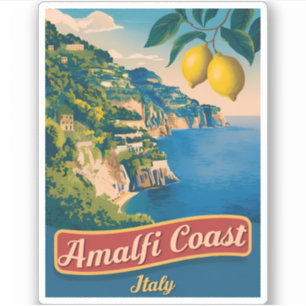 Adesivo Viagens vintage Amalfi Coast Itália Retro Cêntrico