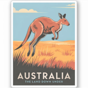 Adesivo Viagens vintage Austrália - Kangaroo Outback Natur