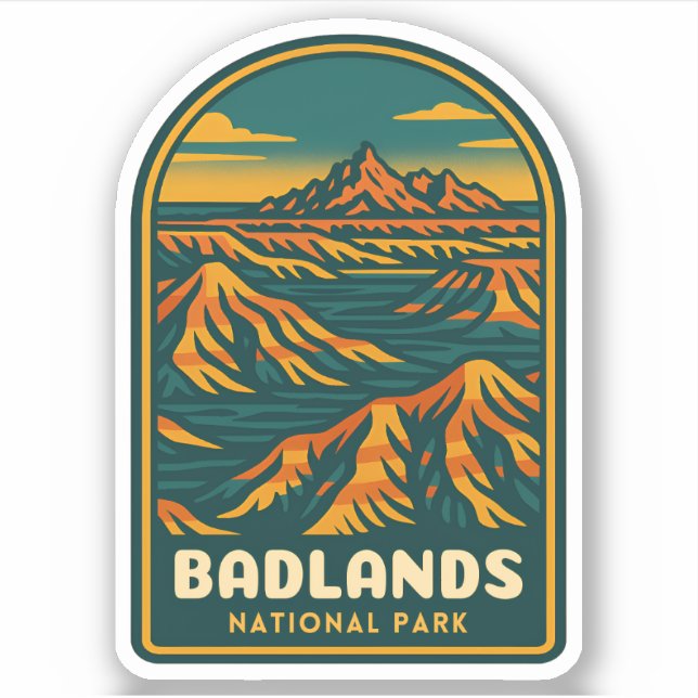Adesivo Viagens vintage Badlands National Park Retro Scens (Frente)