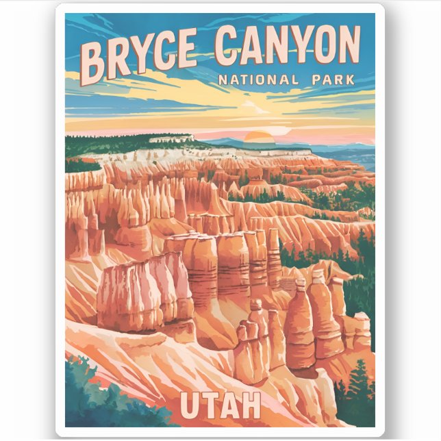 Adesivo Viagens vintage Bryce Canyon National Park Utah (Frente)