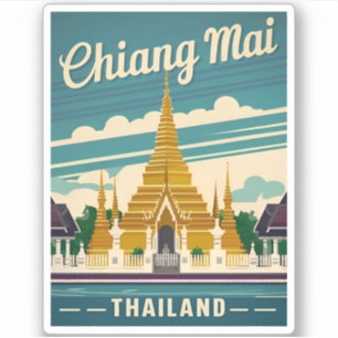 Adesivo Viagens vintage Chiang Mai Tailândia - Gráfico Ret