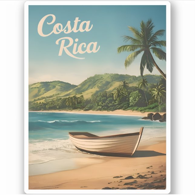 Adesivo Viagens vintage Costa Rica Sênico Retroativo (Frente)