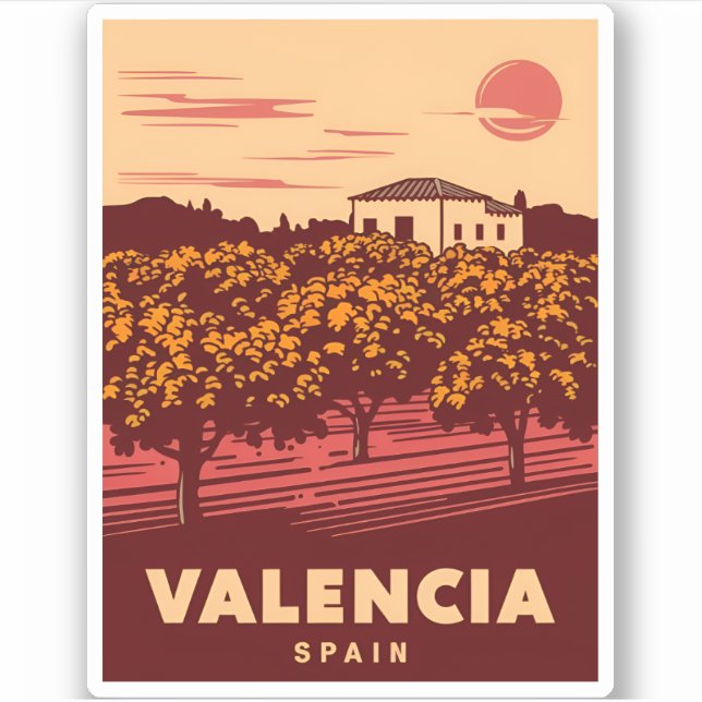 Adesivo Viagens vintage de Valencia Espanha Retrospectiva (Frente)
