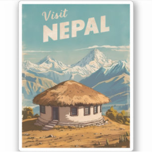 Adesivo Viagens vintage do Nepal Himalaia - Cenário Retroa
