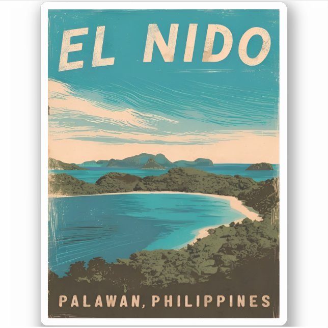 Adesivo Viagens vintage El Nido Filipinas Retrospectiva (Frente)
