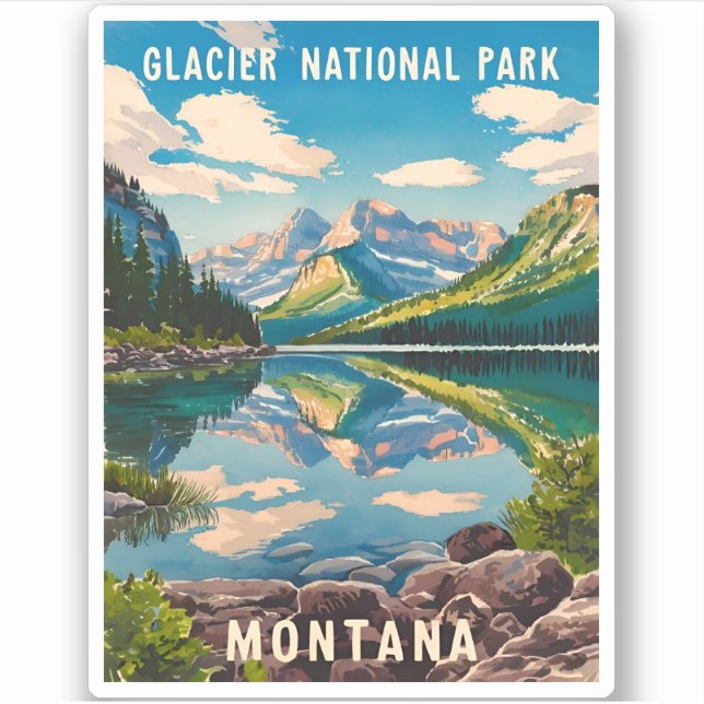 Adesivo Viagens vintage Glacier National Park Montana (Frente)