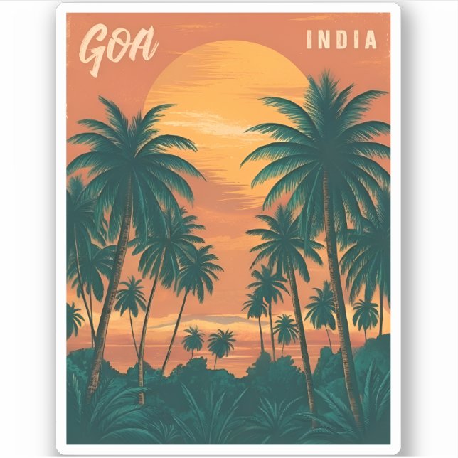 Adesivo Viagens vintage Goa India Seaside - Cenário retróg (Frente)