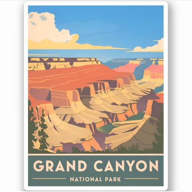 Adesivo Viagens vintage Grand Canyon National Park Retro (Frente)