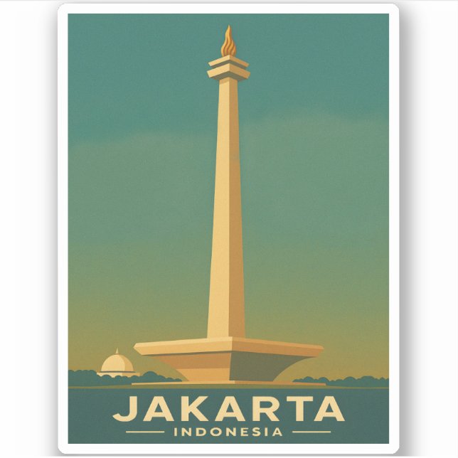 Adesivo Viagens vintage Jakarta Indonésia - Gráfico Retroa (Frente)