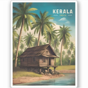 Adesivo Viagens vintage Kerala Índia - Cenário Retroativo