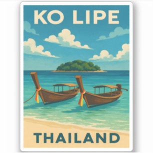 Adesivo Viagens vintage Ko Lipe Island Tailândia, litoral