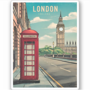 Adesivo Viagens vintage Londres Big Ben England Retro Scen