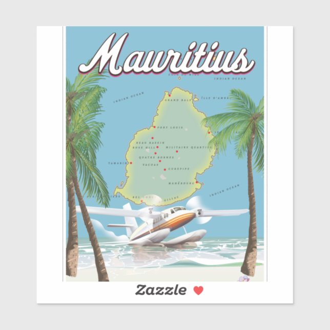 Adesivo Viagens vintage Maurícia (Folha)