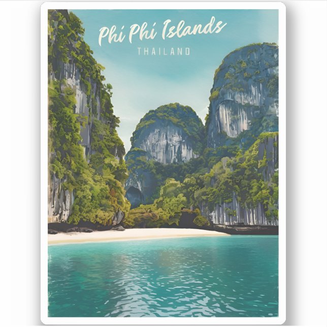Adesivo Viagens vintage Phi Islands Tailândia Retro (Frente)