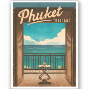 Adesivo Viagens vintage Phuket Tailândia - Cenário Retroat