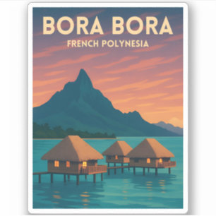 Adesivo Viagens vintage Retro Bora Bora Polinésia Francesa