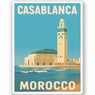 Adesivo Viagens vintage Retro Casablanca Marrocos à margem