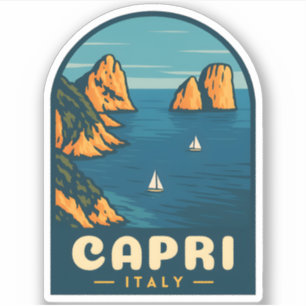 Adesivo Viagens vintage Retroativa Capri Itália Linha Cost
