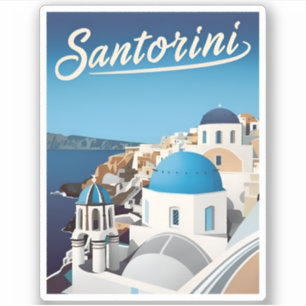Adesivo Viagens vintage Santorini Grécia Retrocêntrica