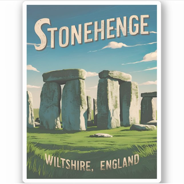 Adesivo Viagens vintage Stonehenge England - Gráfico Retro (Frente)