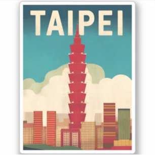 Adesivo Viagens vintage Taipei 101 Gráfico Retroativo de T