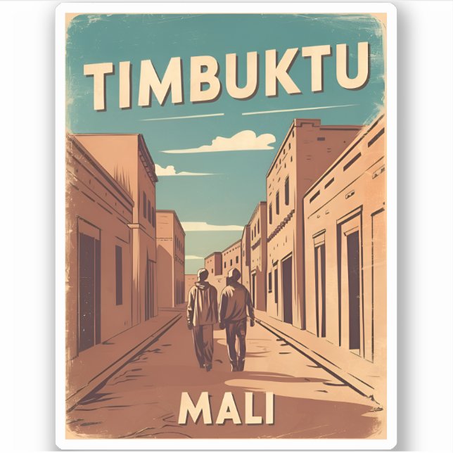 Adesivo Viagens vintage Timbuktu Mali África - Gráfico Ret (Frente)