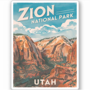 Adesivo Viagens vintage Zion National Park Utah Retro