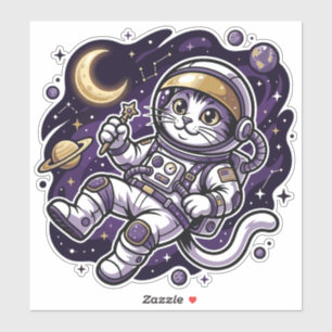 Adesivo Viajante Celestial: Mascote Espacial de Gato Astro