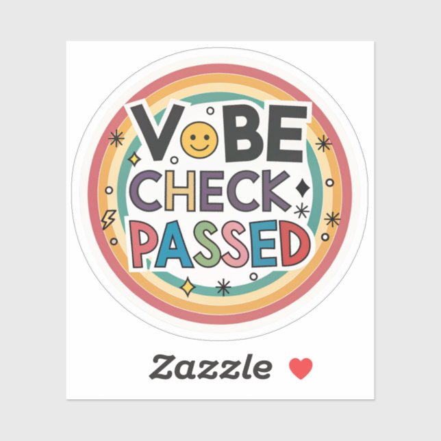 Adesivo Vibe Check Passed Rainbow Sticker | Positive Energ (Folha)