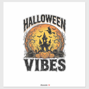 Adesivo Vibrações de Halloween Camisa Vintage Lua Assombra